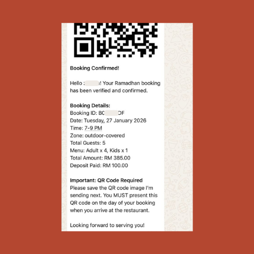 Step 3: Booking confirmed with QR code